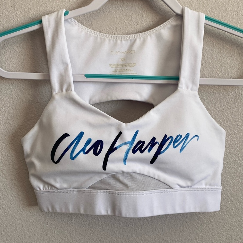 Cleo Harper Sports Bra / Size: XS / Color: White & Blue